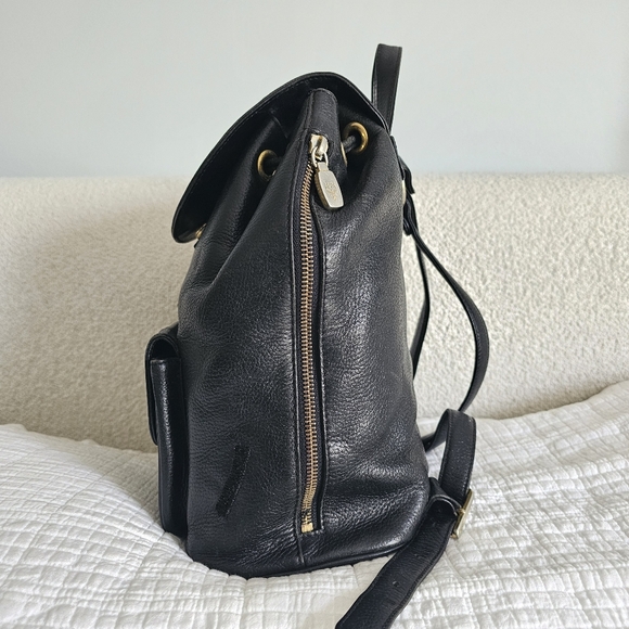 MCM Black Pebbled Calf Leather Logo Backpack - Picture 5 of 13
